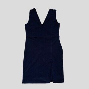 Asos Women's Dress Sz 10 Black Cotton Blend V- Neck Midi A-Line Never Worn